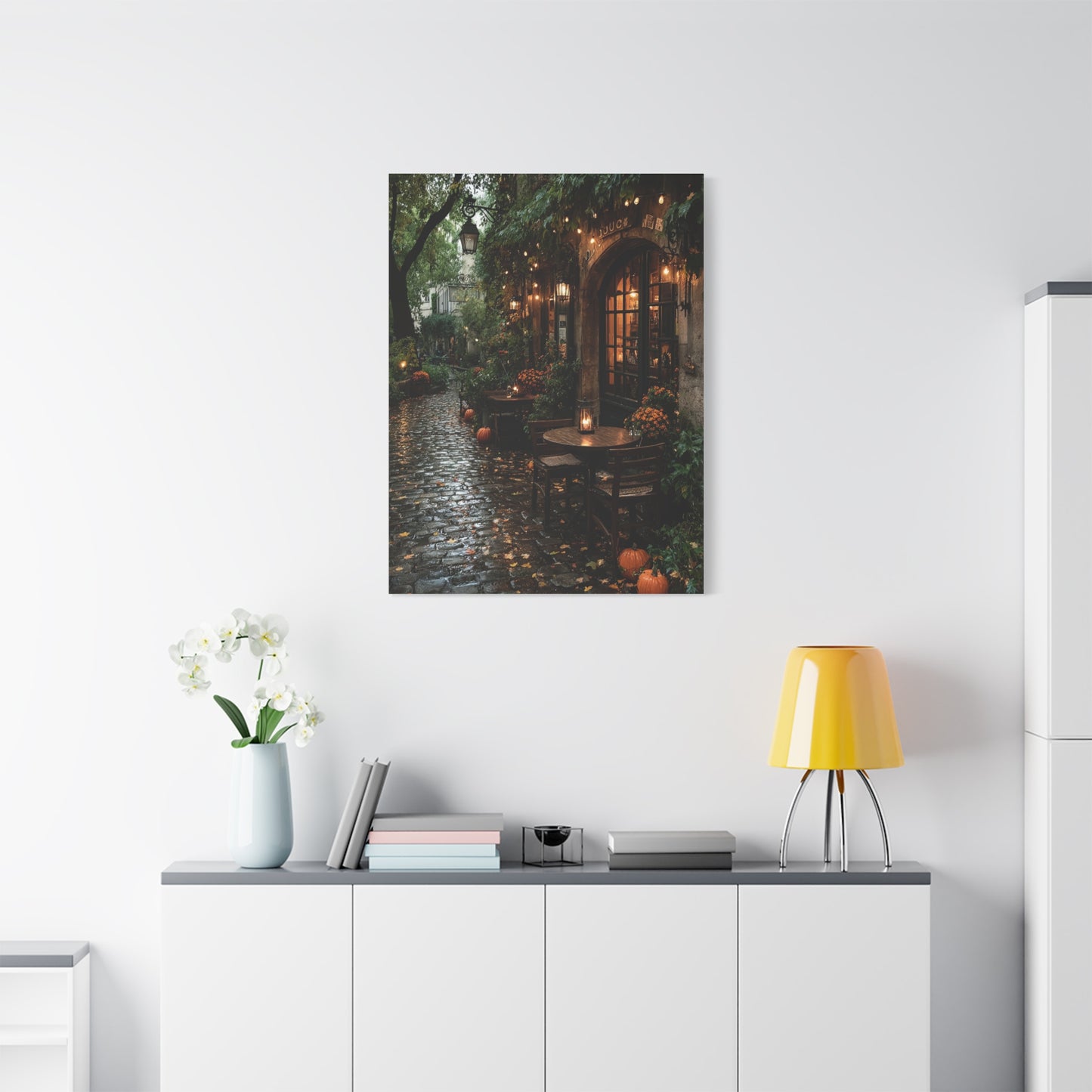 Paris Autumn Café Terrace Wall Art & Canvas Print