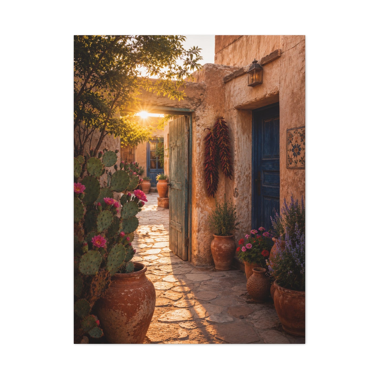 Santa Fe Adobe Courtyard Southwest Wall Art & Canvas Print