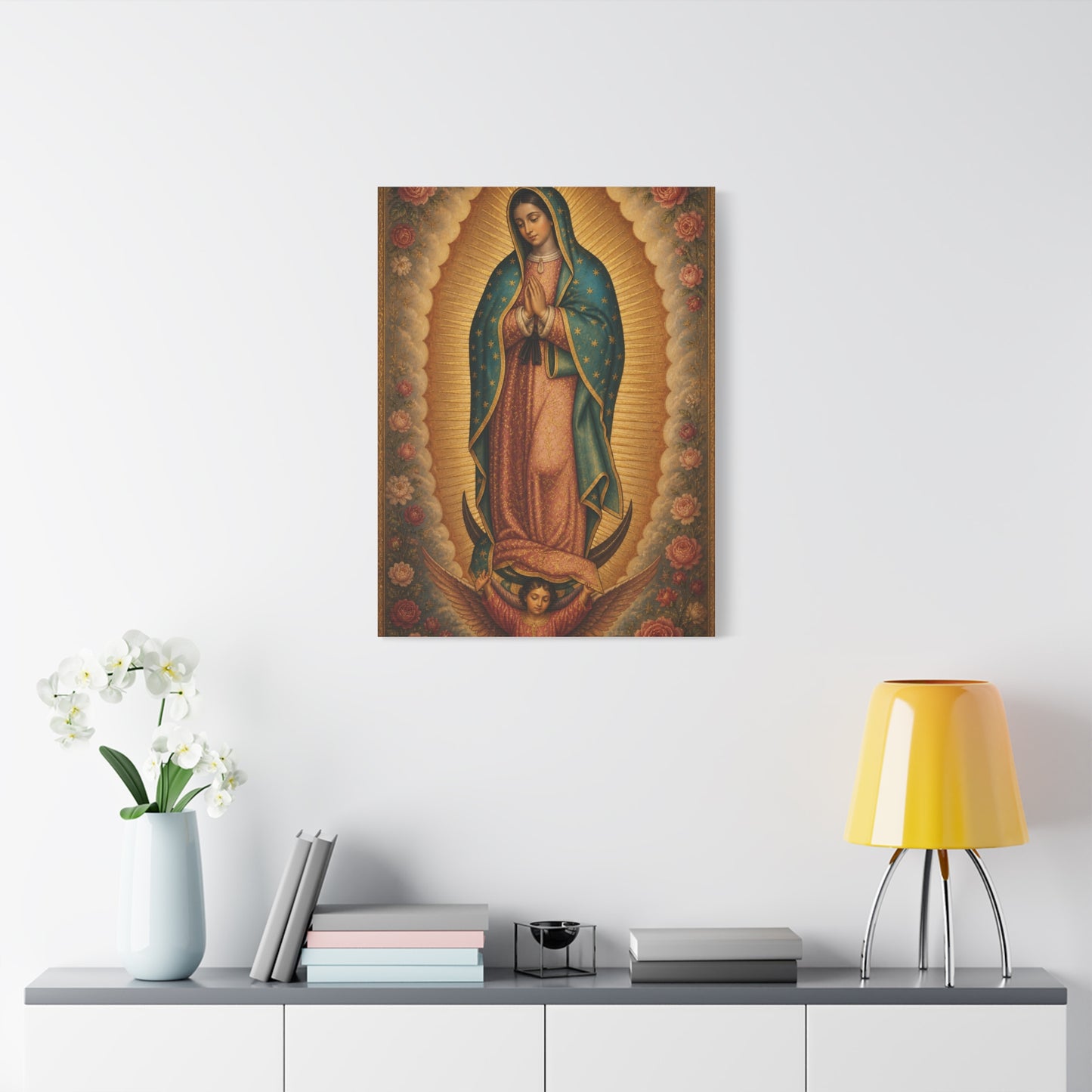 Our Lady of Guadalupe Floral Sacred Icon Wall Art & Canvas Print