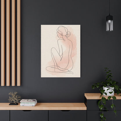 Minimal Blush Line Figure Wall Art & Canvas Print