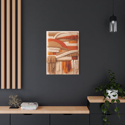 Boho Textile Orange Fiber Composition Wall Art & Canvas Print
