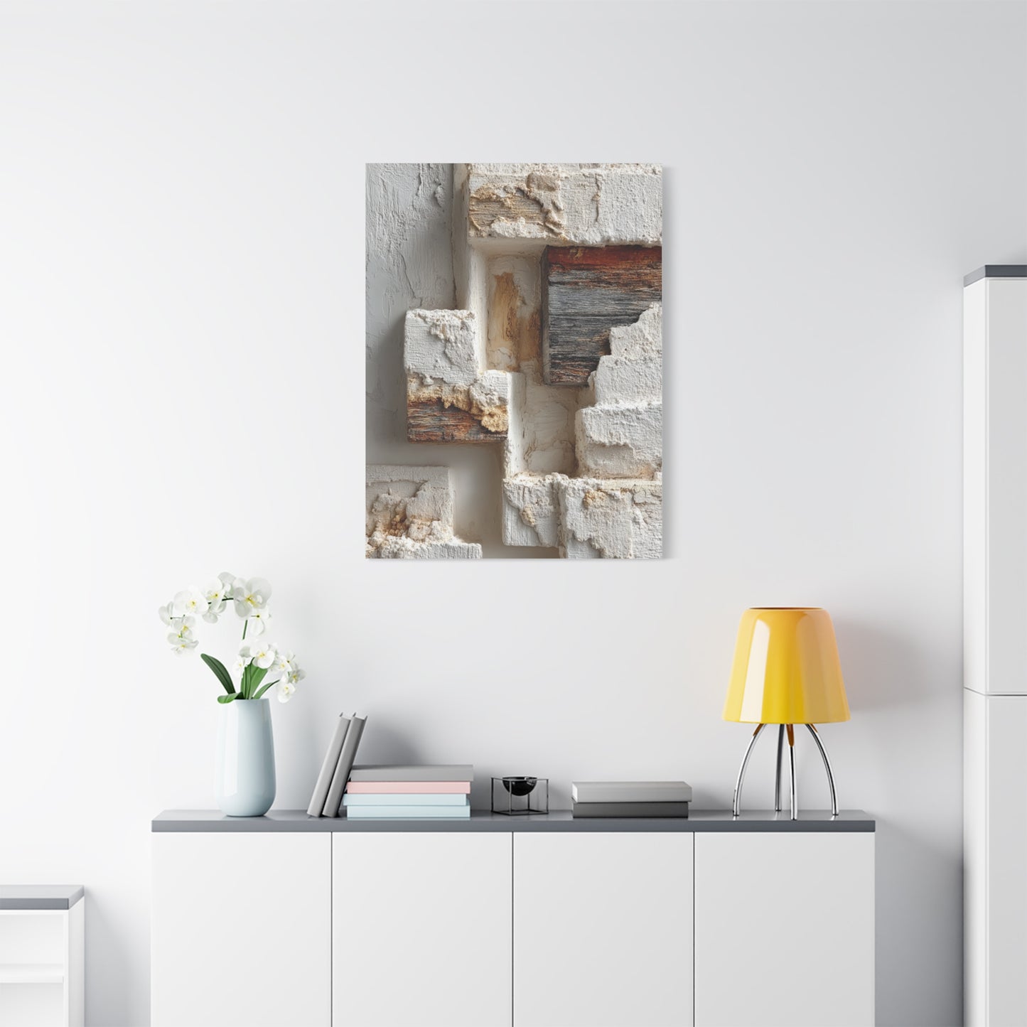 Minimal Plaster Block Assemblage Wall Art & Canvas Print