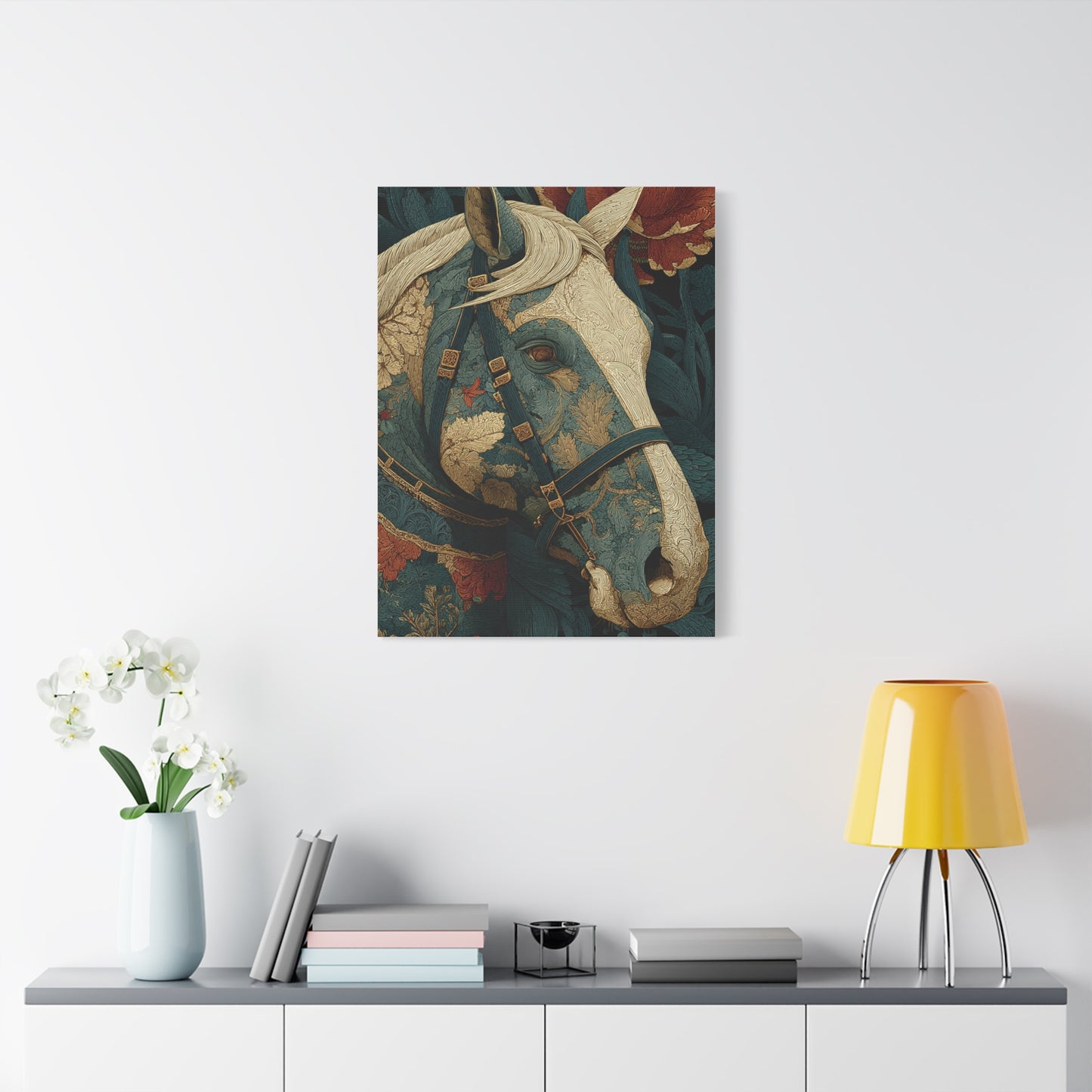 Ornamental Botanical Horse Portrait Wall Art & Canvas Print