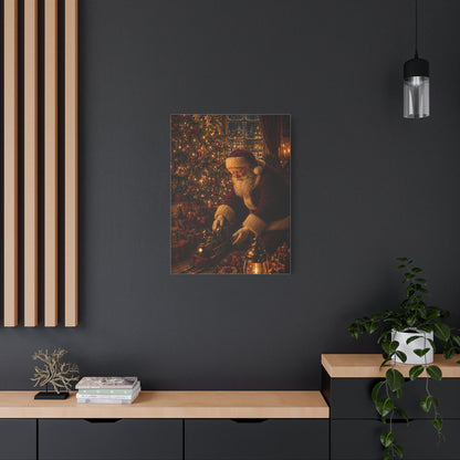 Santa and the Vintage Toy Train Wall Art & Canvas Print