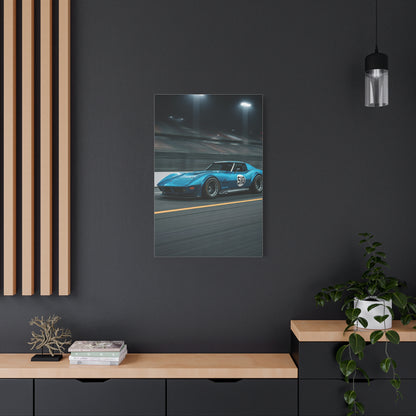 1970 Chevrolet Corvette C3 Pit Lane Under Lights Wall Art & Canvas Prints