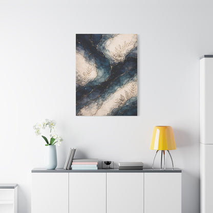 Navy Marble Botanical Flow Wall Art & Canvas Print
