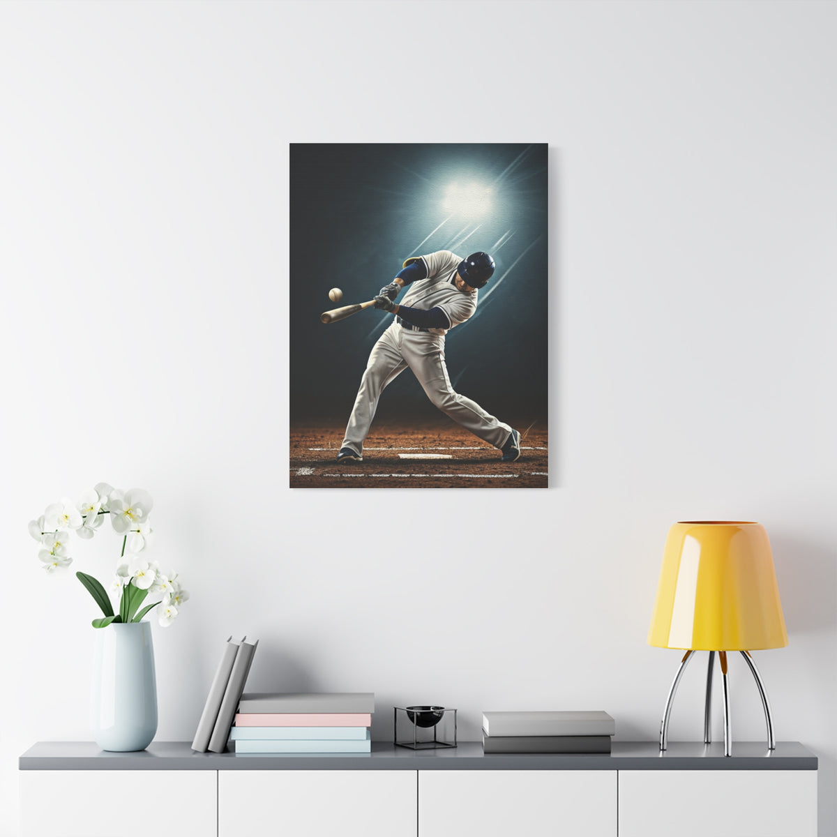 Baseball Player Spotlight Swing Drama Wall Art & Canvas Prints