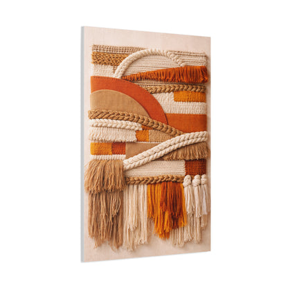 Boho Textile Orange Fiber Composition Wall Art & Canvas Print