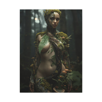 Biophilic Forest Goddess Portrait Wall Art & Canvas Print