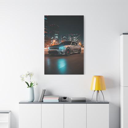 Dodge Charger Hellcat Downtown Night Streets Wall Art & Canvas Prints