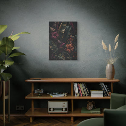 Dark Botanical Hibiscus Jungle Tropical Wall Art & Canvas Print
