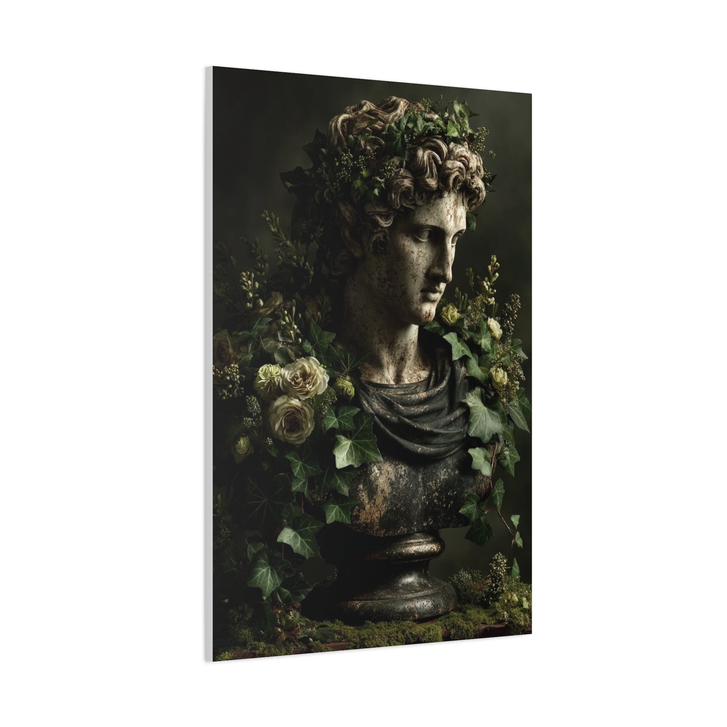 Classical Bust with Botanical Elegance Wall Art & Canvas Print