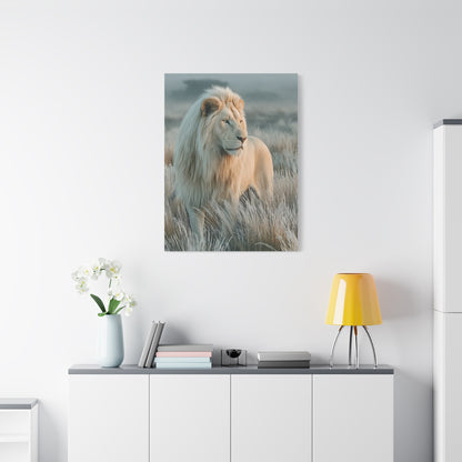 White Lion Frosted Grass Portrait Wall Art & Canvas Print