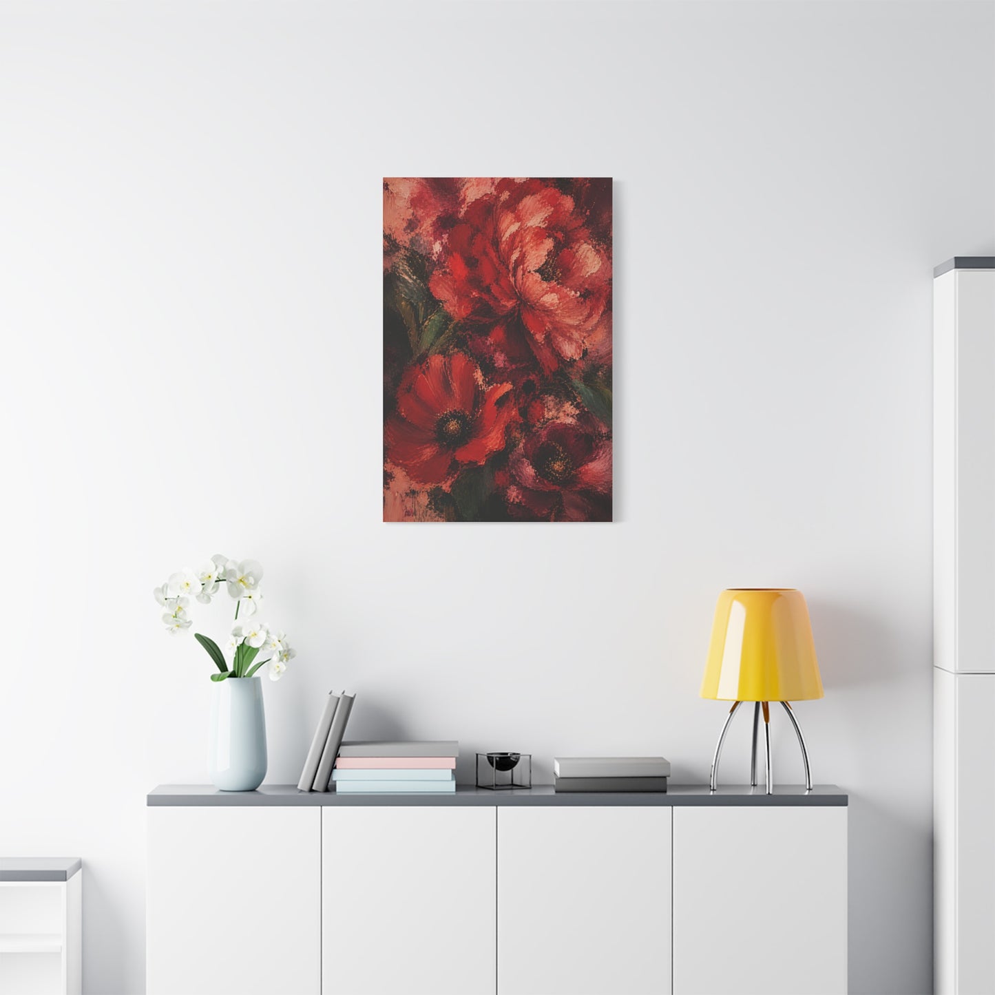 Red Impressionist Floral Composition Wall Art & Canvas Print