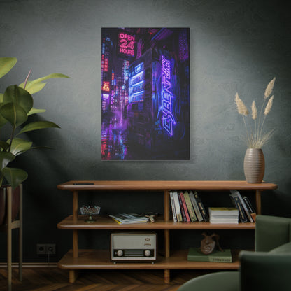 Cyberpunk Neon Vending Alley Street Wall Art & Canvas Print