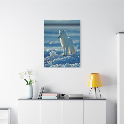Arctic Fox Snow Minimal Portrait Wall Art & Canvas Print