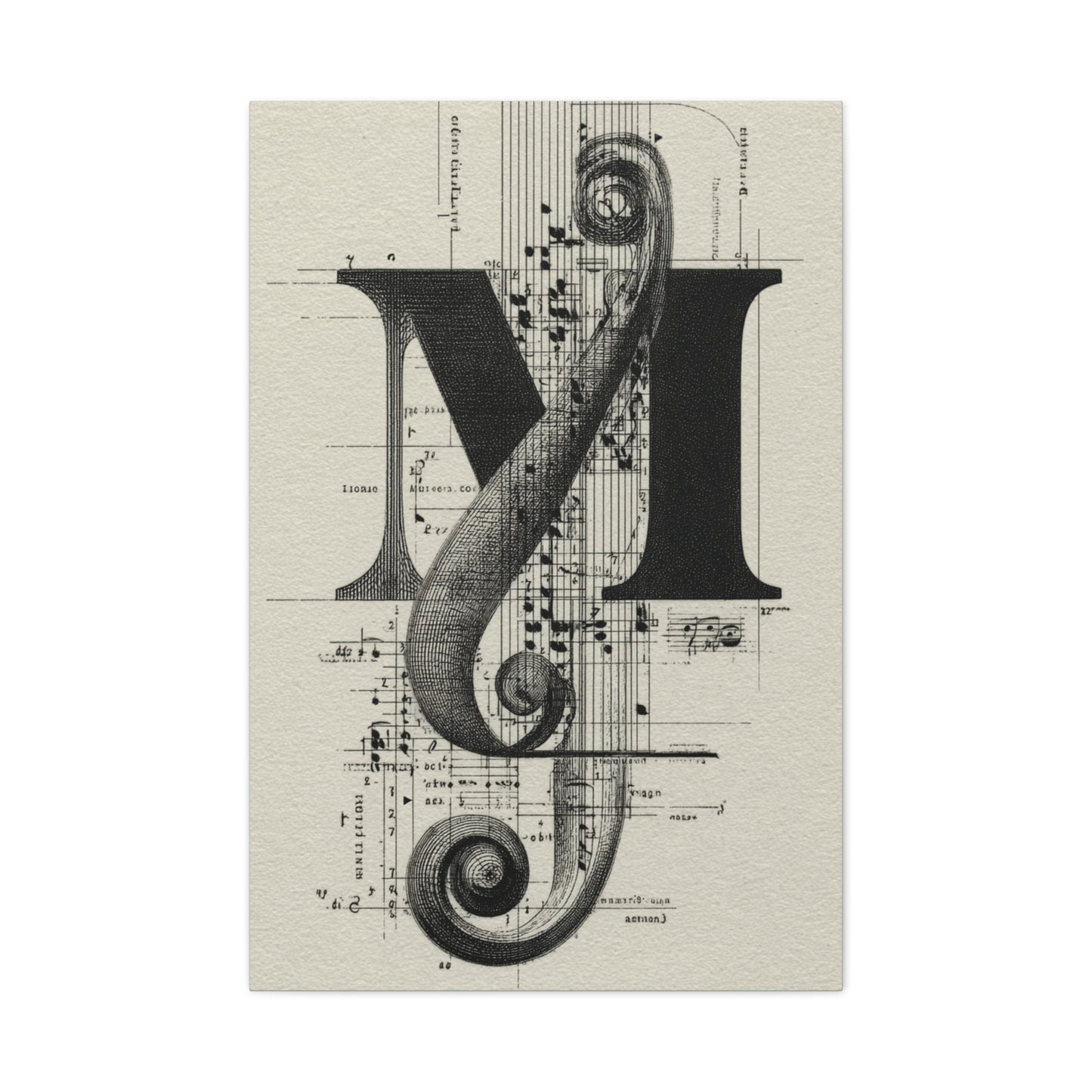 Musical Serif Monogram Illustration Wall Art & Canvas Print