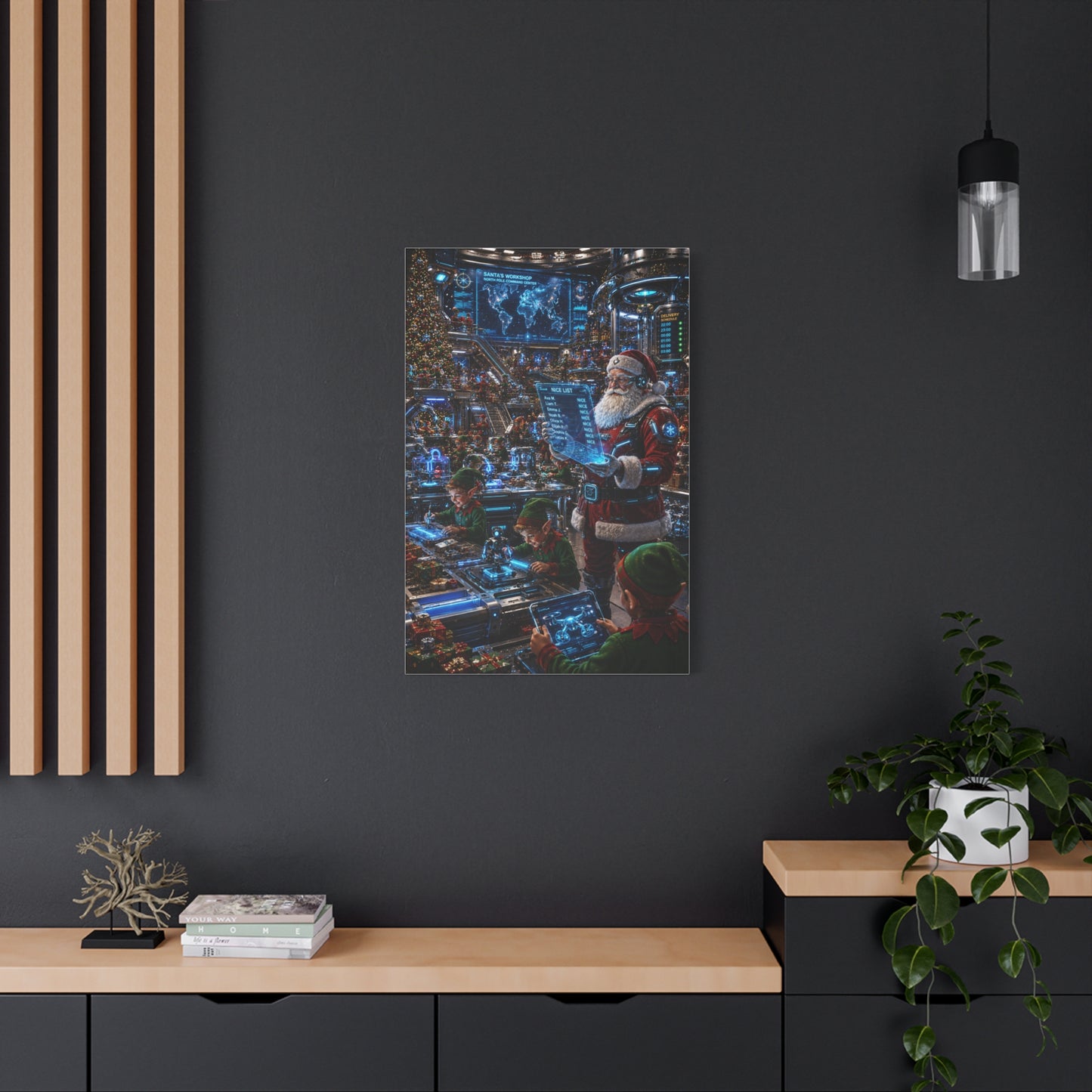 Futuristic Santa Workshop Wall Art & Canvas Print