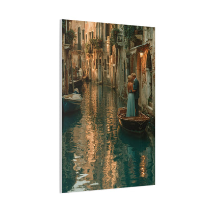 Venetian Canal Romance Couple Wall Art & Canvas Print