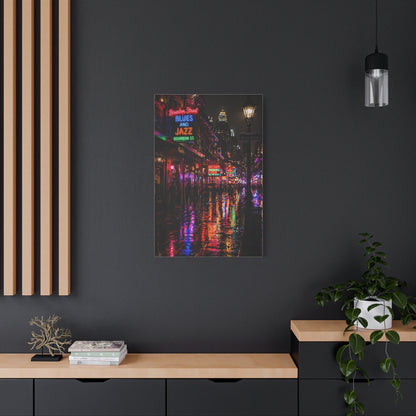 Bourbon Street Neon Rain Night Wall Art & Canvas Print
