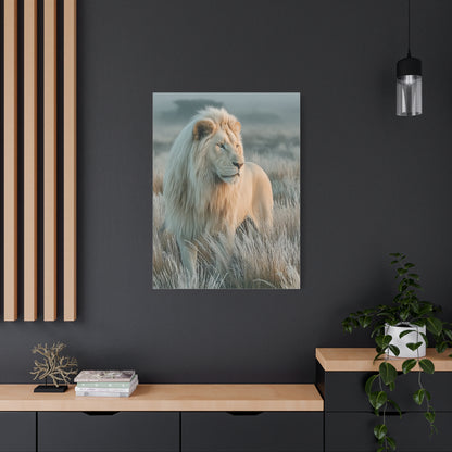 White Lion Frosted Grass Portrait Wall Art & Canvas Print