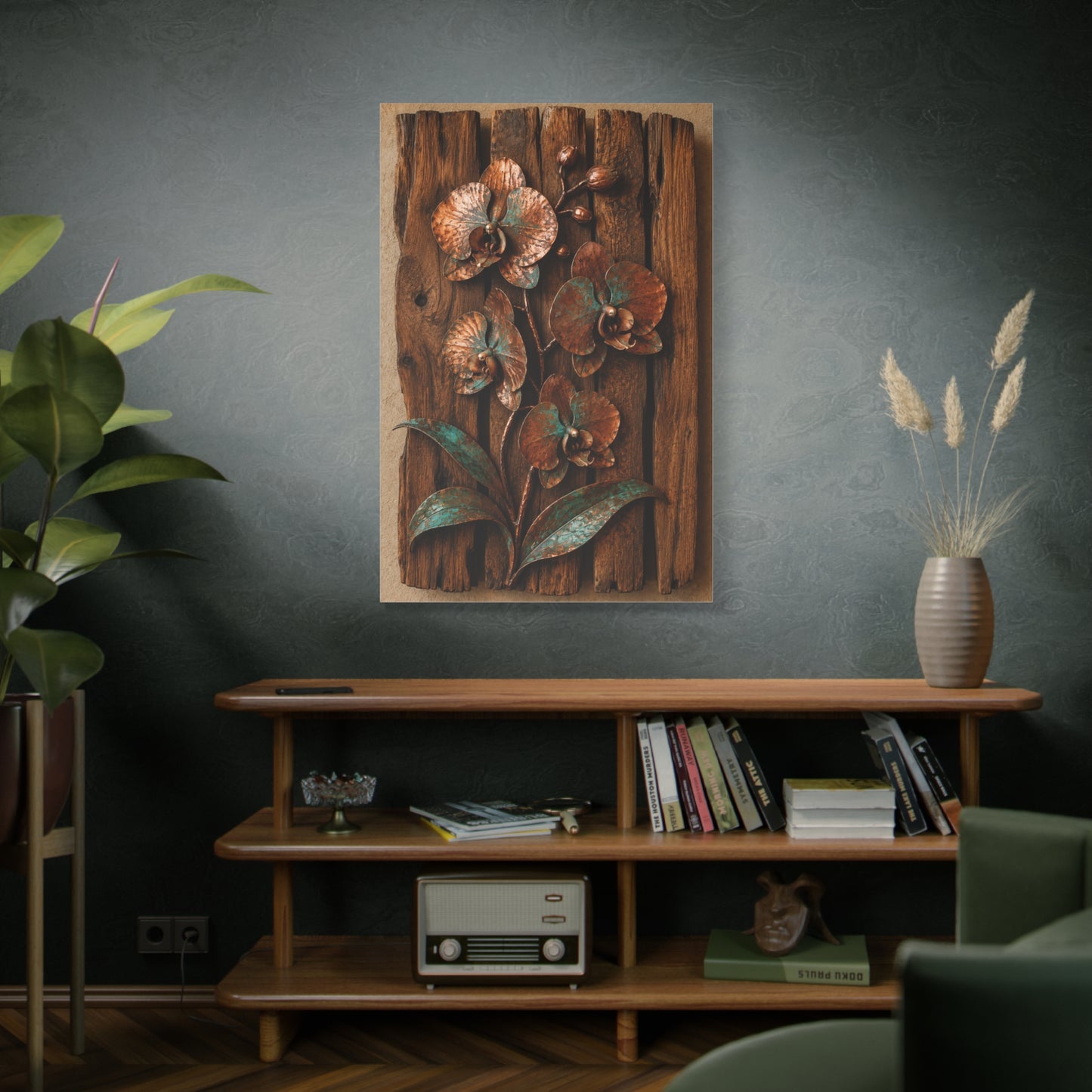 Copper Orchid on Reclaimed Wood Southwest Wall Art & Canvas Print