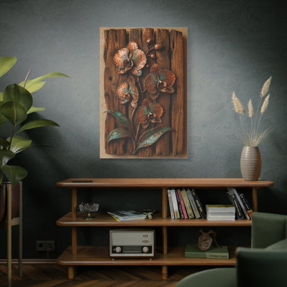 Copper Orchid on Reclaimed Wood Southwest Wall Art & Canvas Print