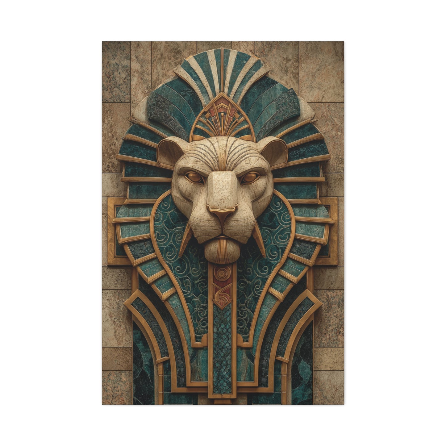 Art Deco Lion Architectural Relief Wall Art & Canvas Print