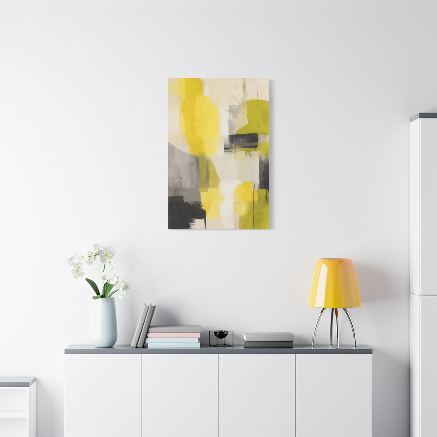 Citron and Charcoal Designer Abstract Wall Art & Canvas Print