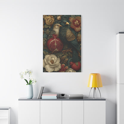 Vintage Botanical Birds & Pomegranate Wall Art & Canvas Print