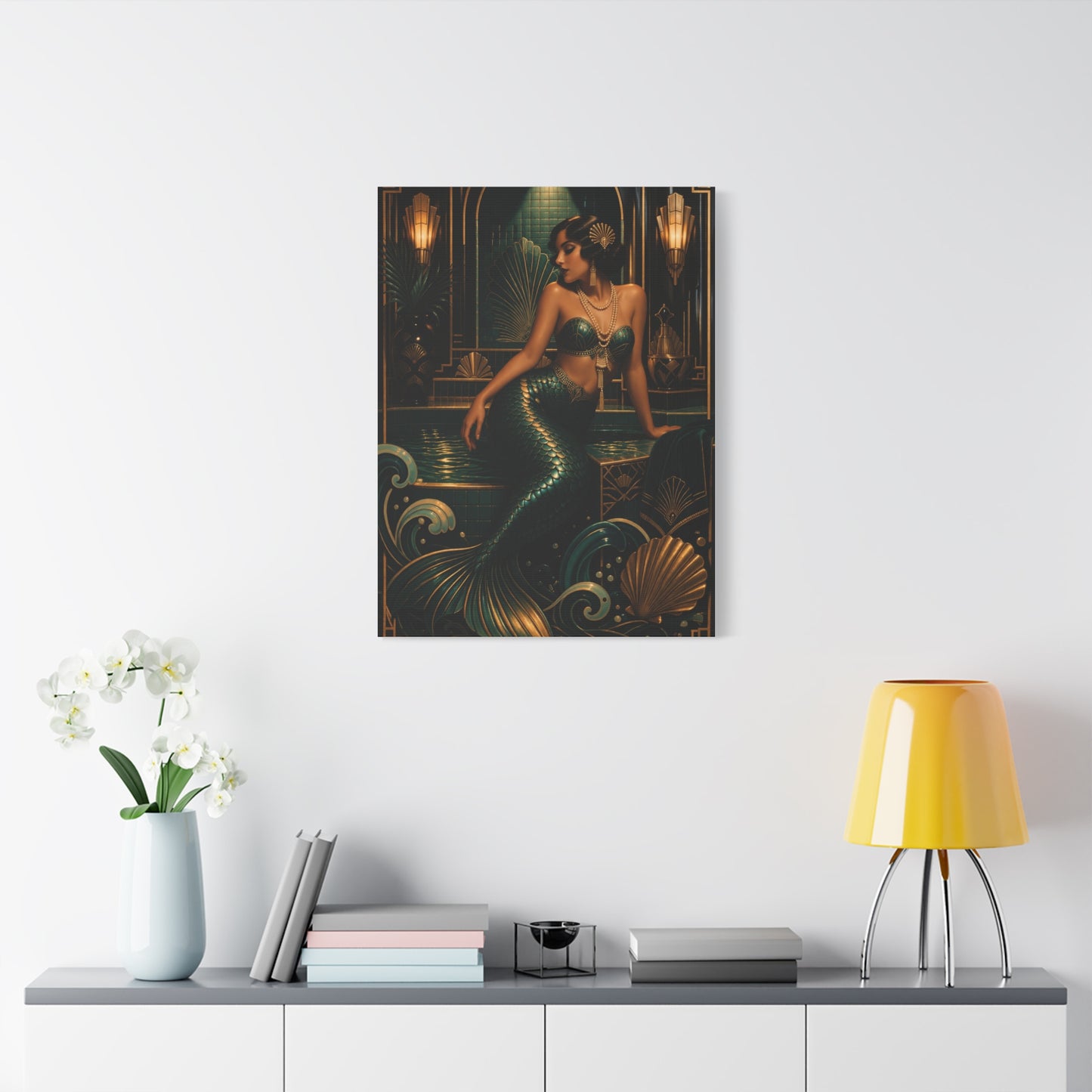 Art Deco Emerald Mermaid Luxe Wall Art & Canvas Print