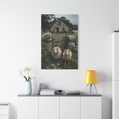 Sheep at Farmhouse Gate Wall Art & Canvas Print