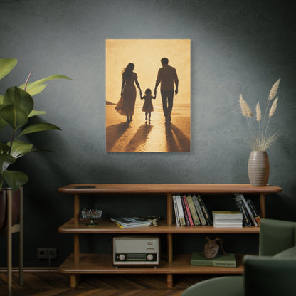 Golden Family Silhouette Sunset Wall Art & Canvas Print