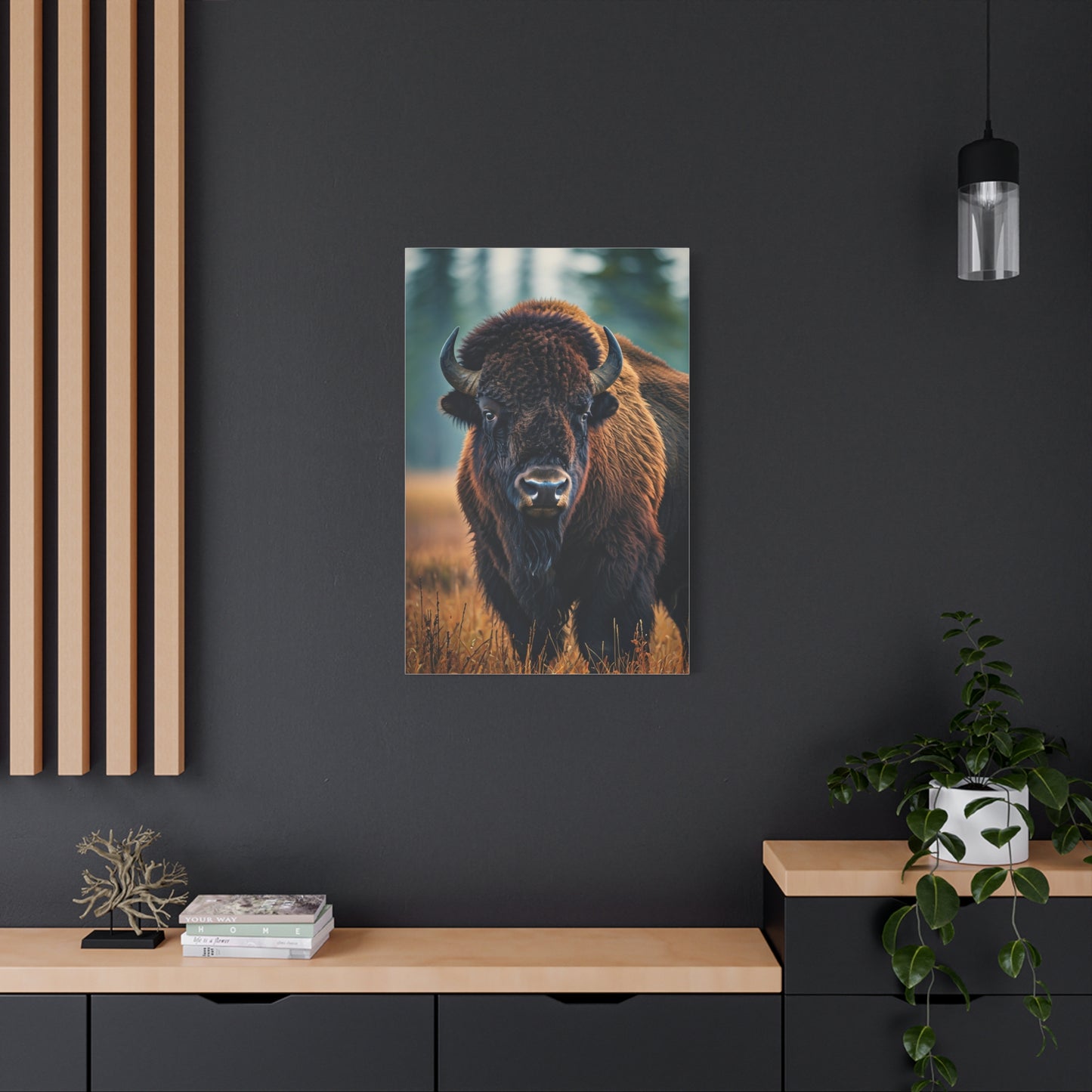 American Bison in Autumn Prairie Light Wall Art & Canvas Print