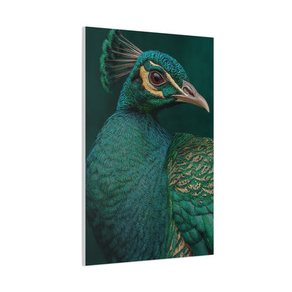 Regal Emerald Peacock Portrait Wall Art & Canvas Print