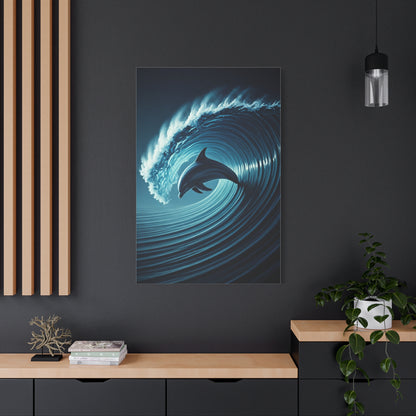 Dolphin Within Ocean Wave Motion Wall Art & Canvas Prints
