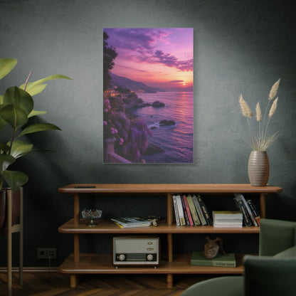 Violet Coastal Sunset Landscape Wall Art & Canvas Print
