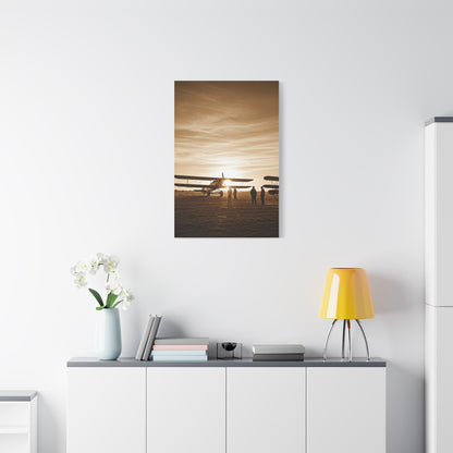 Vintage Airfield Sunset Silhouette Wall Art & Canvas Prints