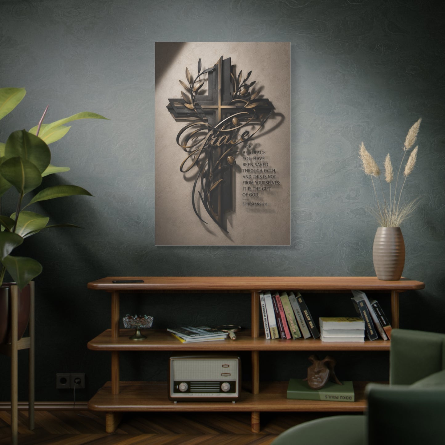 Grace Cross Metal Scripture Wall Art & Canvas Print