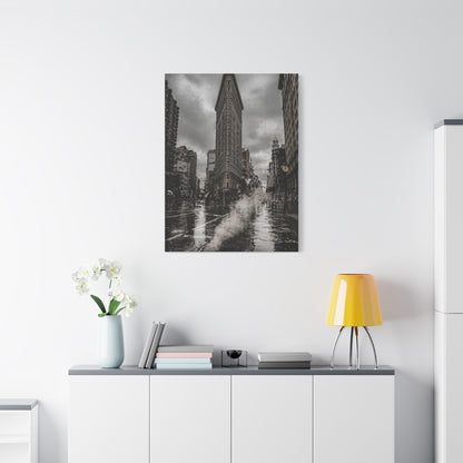 Flatiron Building Rainy Noir Wall Art & Canvas Print