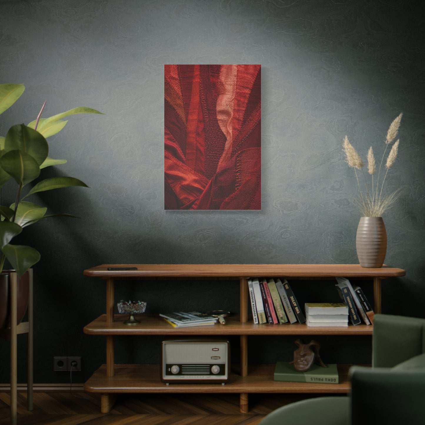 Red Textile Layered Fabric Abstraction Wall Art & Canvas Print