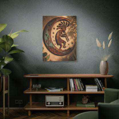 Kokopelli Crescent Moon Southwest Wall Art & Canvas Print