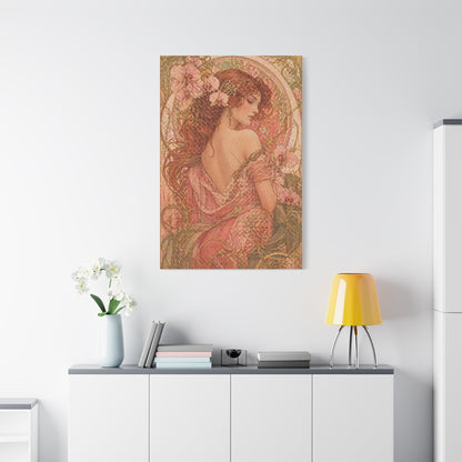 Art Nouveau Pink Muse Portrait Wall Art & Canvas Print
