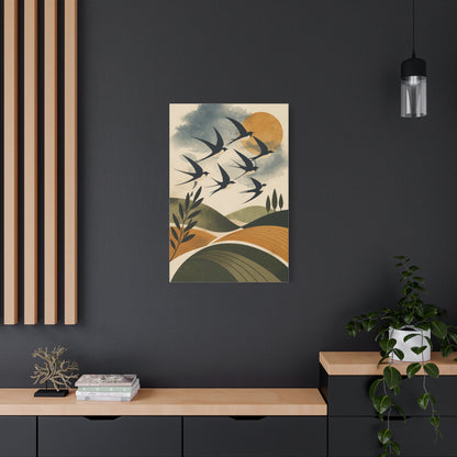 Minimalist Bird Silhouette Landscape Wall Art & Canvas Print