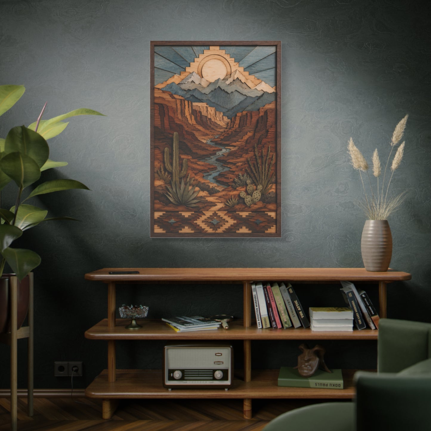 Layered Canyon Wood Mosaic Southwest Wall Art & Canvas Print