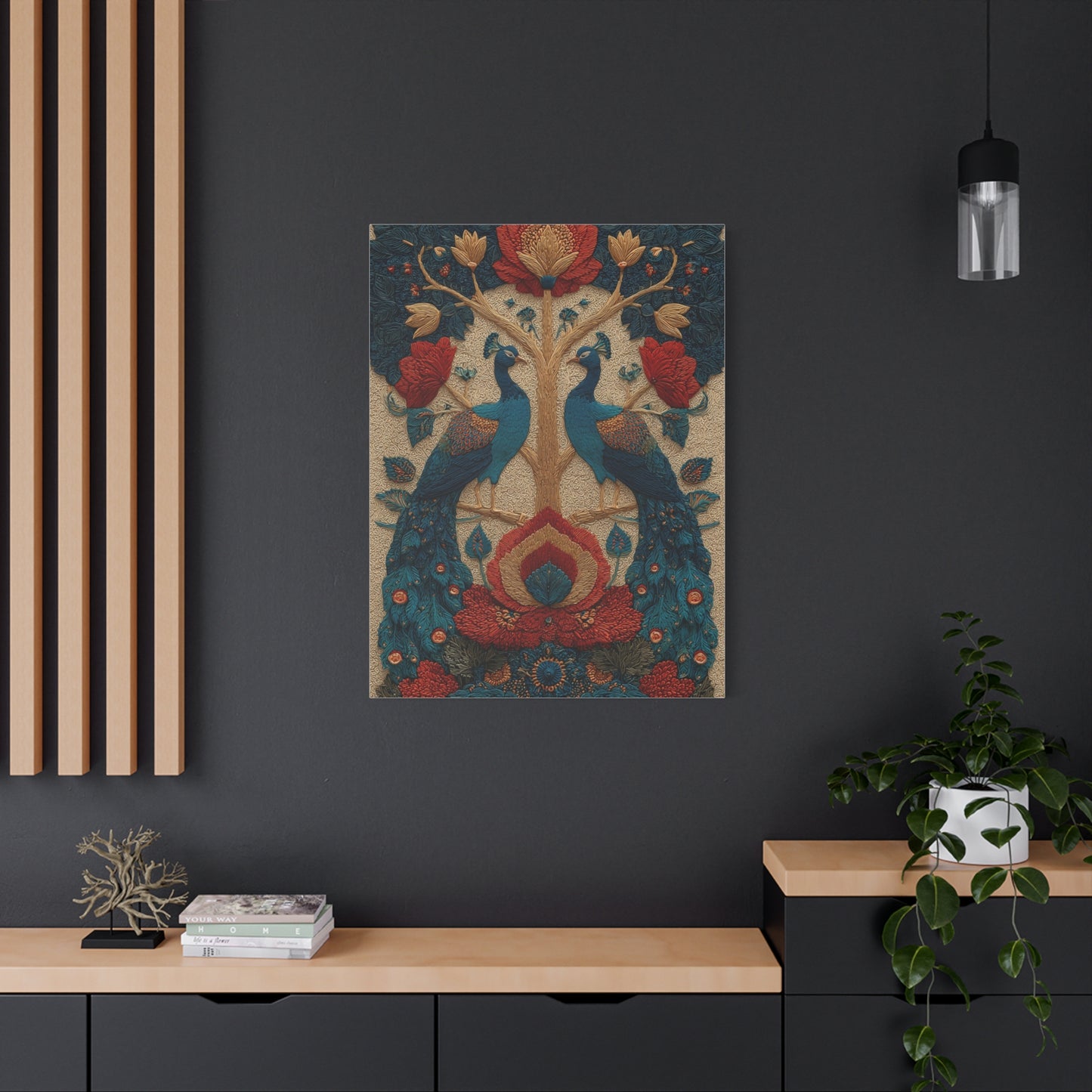 Folk Peacock Tree of Life Wall Art & Canvas Print