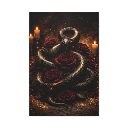 Black Serpent Crimson Rose Gold Wall Art & Canvas Print