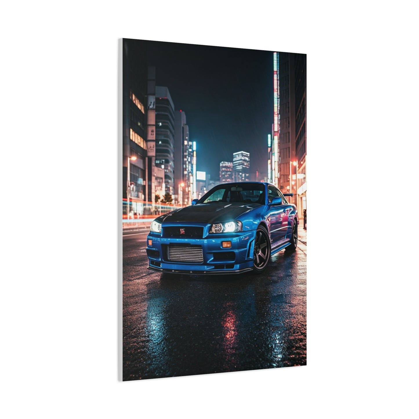 Nissan Skyline GT-R R34 City Rain Reflections Wall Art & Canvas Prints