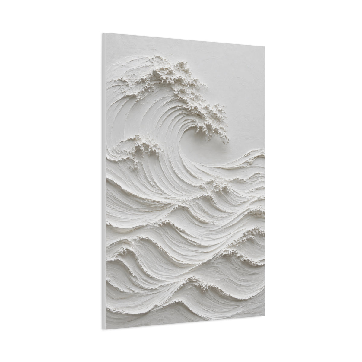 Minimal White Sculptural Wave Texture Wall Art & Canvas Print
