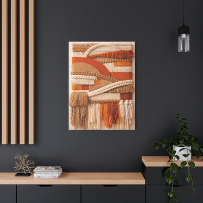 Boho Textile Orange Fiber Composition Wall Art & Canvas Print